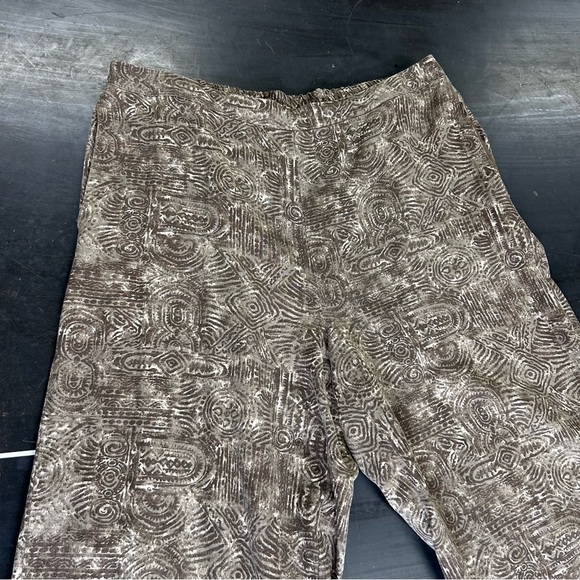 Coldwater Creek XL Linen Blend Soft Wash Ankle Length Pants Batik Design AS-IS - Picture 2 of 16